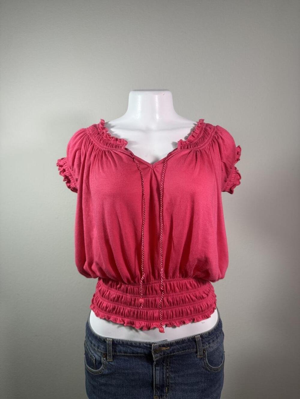Vintage Y2K Derek Heart Peasant Top